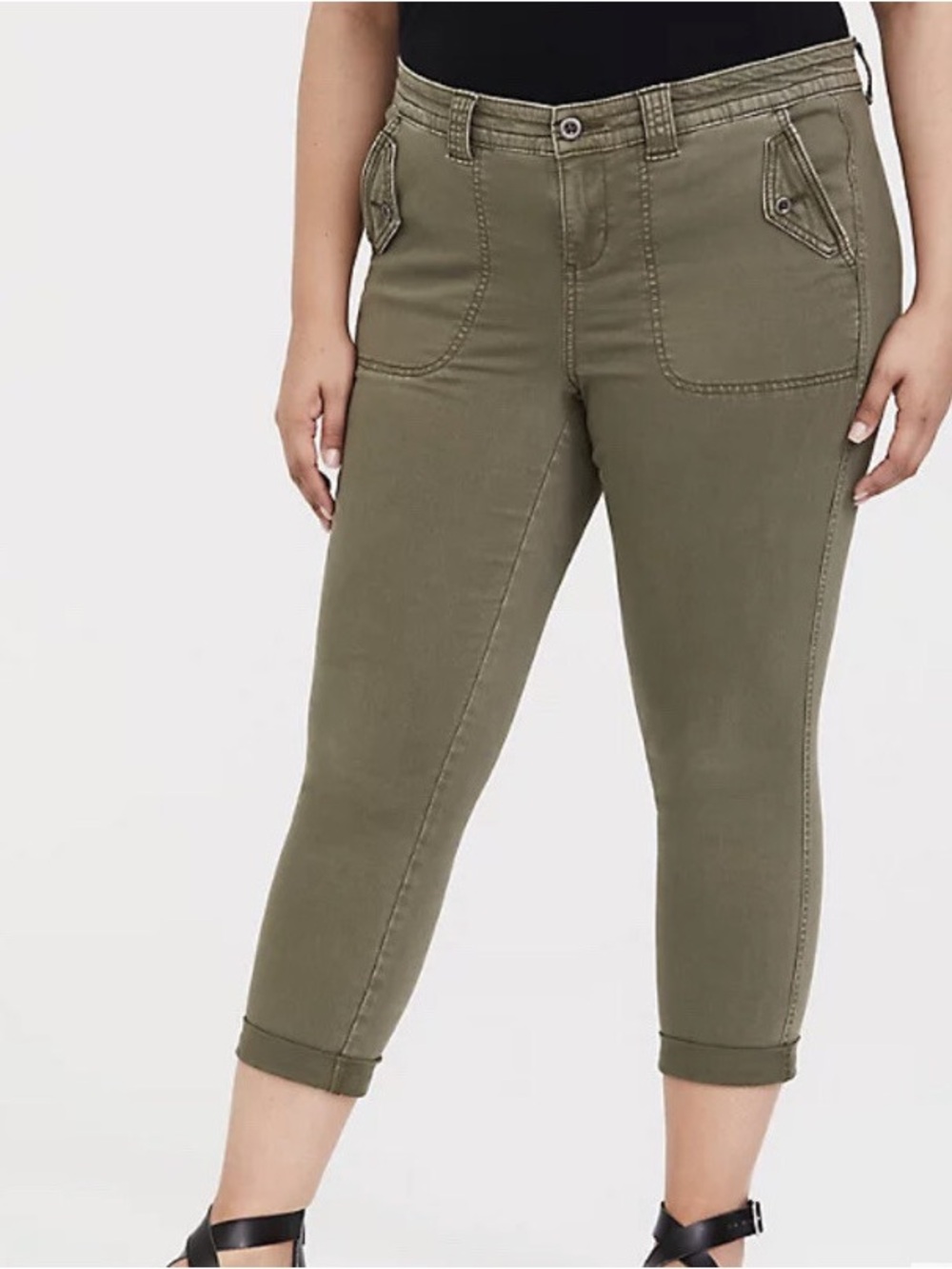 torrid Olive Green Cropped Utility Capris